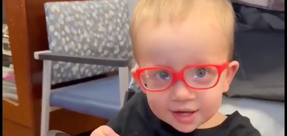 Boy overwhelmed after seeing clearly for first time